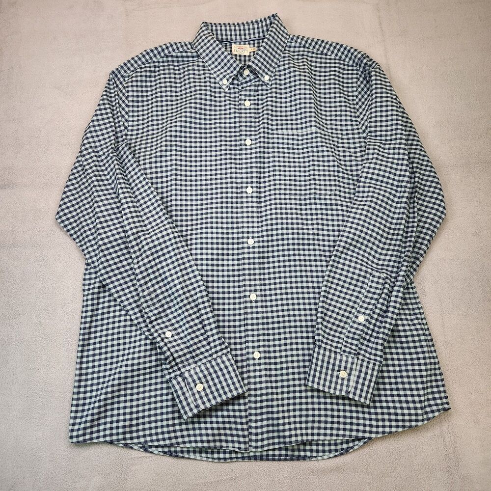 Faherty Button Down Shirt Men's XL Blue Gingham Plaid Check‎ Long Sleeve Stretch